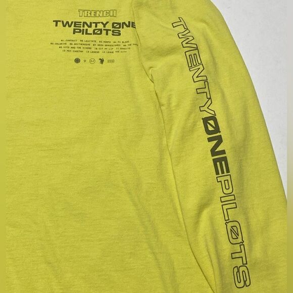 Twenty One Pilots Men’s Unisex Yellow Trench Graphic Long Sleeve Shirt Sz L - Picture 6 of 12